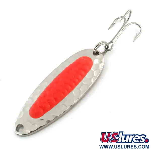 Vintage   Blue Fox Pixee UV, 1/4oz Hammered Nickel / Red fishing spoon #8919