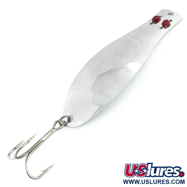 Vintage   Herter's GLH Canadian Spoon, 1oz Nickel / Red Eyes fishing spoon #8924