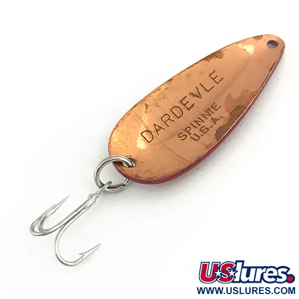 Vintage  Eppinger Dardevle Midget, 3/16oz Red / White / Copper fishing spoon #8942