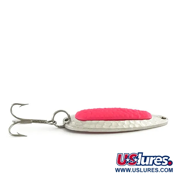 Vintage   Blue Fox Pixee UV, 1/2oz Hammered Nickel / Pink fishing spoon #8951