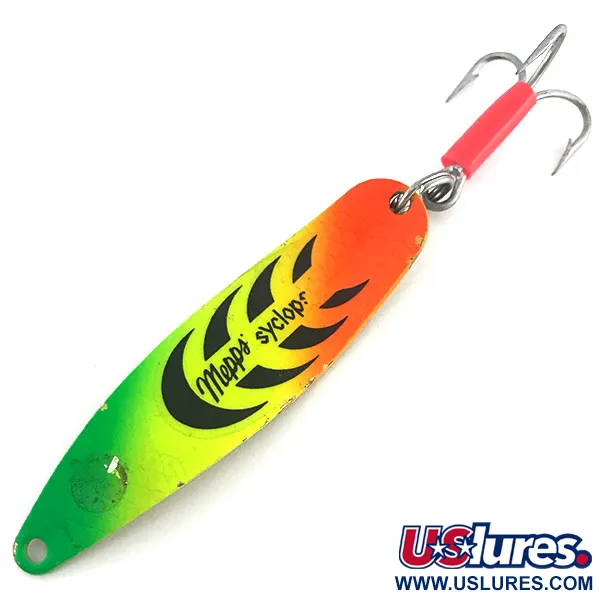 Vintage   Mepps Syclops 2, 3/5oz Fire Tiger fishing spoon #8952