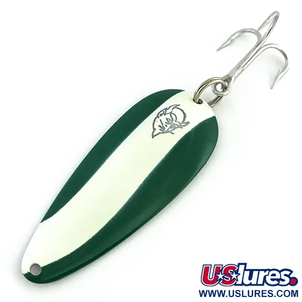 Vintage  Eppinger Dardevle Dardevlet , 3/4oz Green / White / Nickel fishing spoon #8956