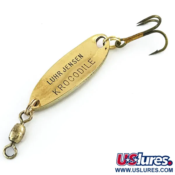 Vintage  Luhr Jensen Krocodile, 1/4oz Hammered Gold / Orange fishing spoon #8961