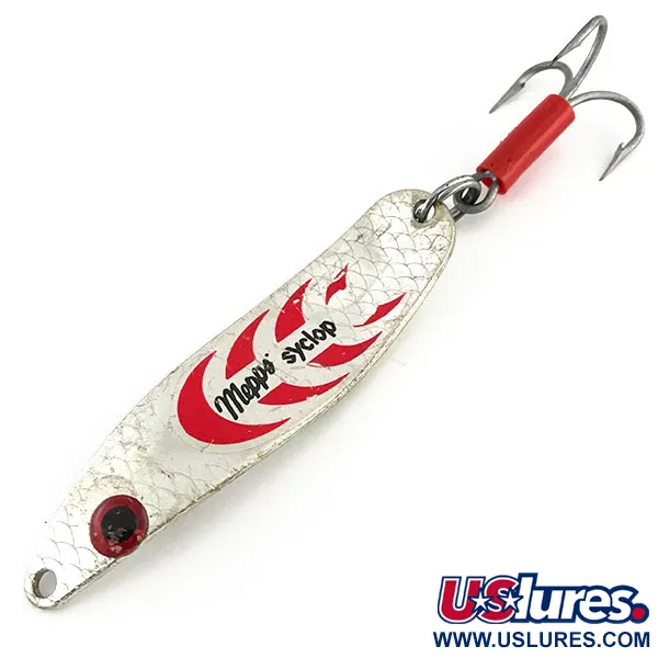 Vintage   Mepps Syclops 2, 3/5oz Silver / Red fishing spoon #8971