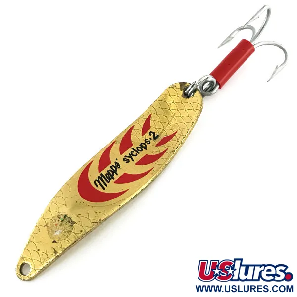 Vintage   Mepps Syclops 2, 3/5oz Gold / Red fishing spoon #8976