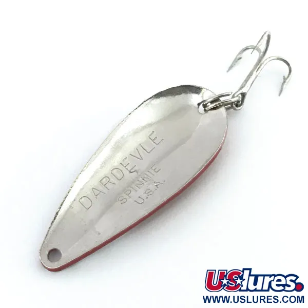 Vintage  Eppinger Dardevle Spinnie, 1/3oz Red / White / Nickel fishing spoon #8982