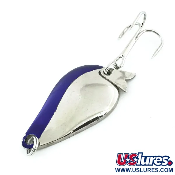 Vintage  Acme K.O. Wobbler, 1/4oz Nickel / purple fishing spoon #9004