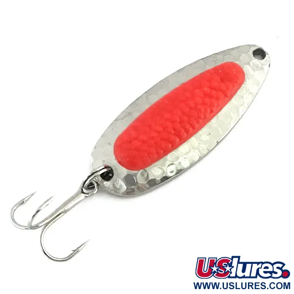 Vintage   Blue Fox Pixee, 1/2oz Hammered Nickel / Pink fishing spoon #9006