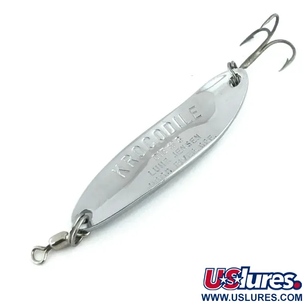 Vintage  Luhr Jensen Krocodile Die #3, 1/2oz Nickel fishing spoon #9007