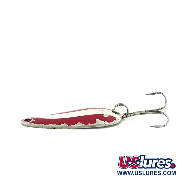 Vintage  Worth Chippewa Steel Spoon, 3/16oz Red / White / Nickel fishing spoon #9012