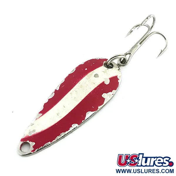 Vintage  Worth Chippewa Steel Spoon, 3/16oz Red / White / Nickel fishing spoon #9012