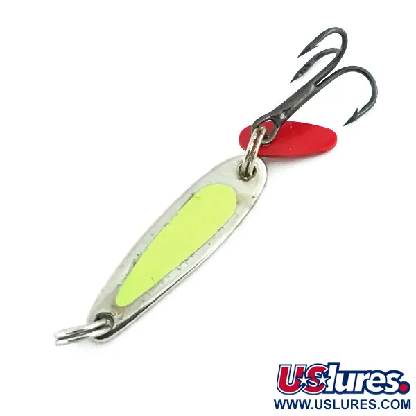 Vintage   Bay de Noc Swedish pimple UV, 1/16oz Nickel / Chartreuse fishing spoon #9013