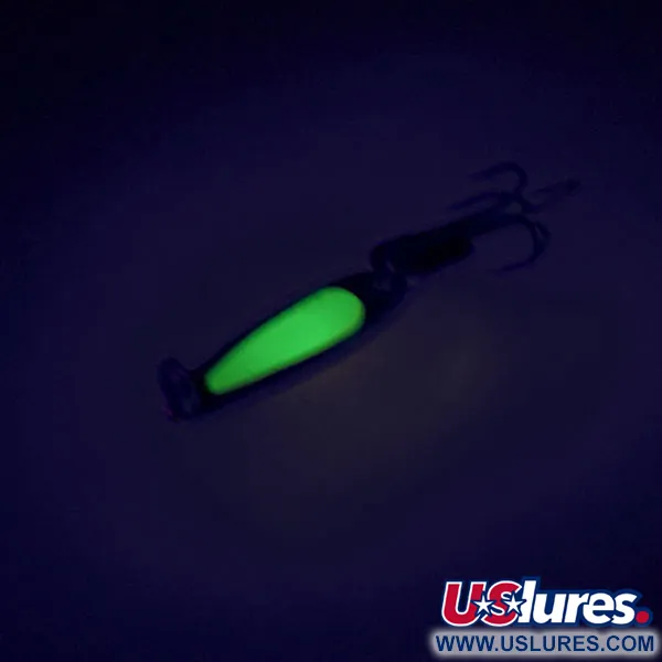Vintage   Bay de Noc Swedish pimple UV, 1/16oz Nickel / Chartreuse fishing spoon #9013