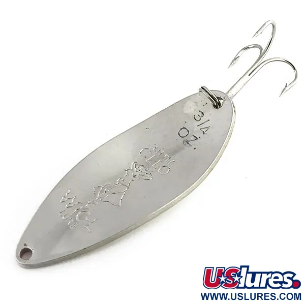 Vintage  Seneca Little Cleo (Hula Girl), 3/4oz White Pearl / Red / Nickel fishing spoon #9047