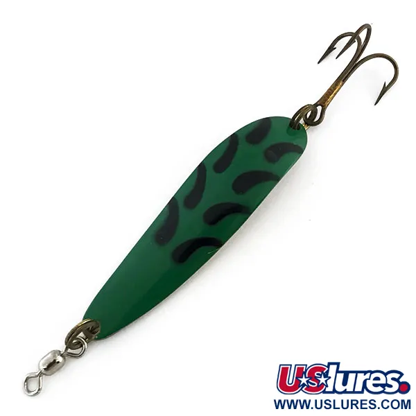Vintage  Luhr Jensen Krocodile Die #4, 1/2oz Green / Brass fishing spoon #9055