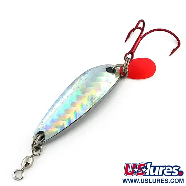 Vintage  Luhr Jensen Krocodile, 1/3oz Nickel / Rainbow Hologram fishing spoon #9059