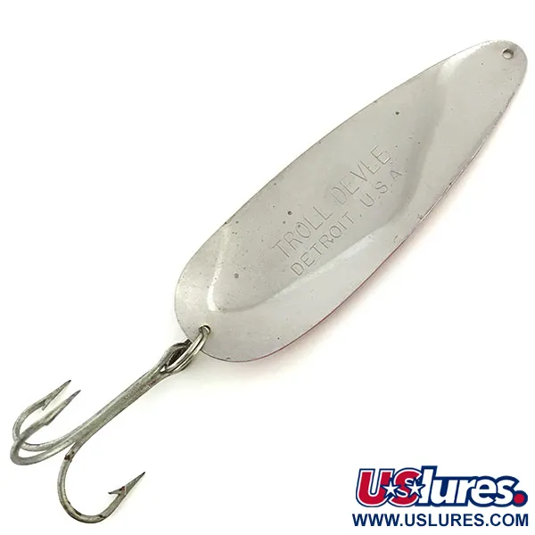 Vintage  Eppinger Dardevle Trolldevle, 1 1/3oz Red / White / Nickel fishing spoon #9063