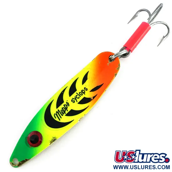 Vintage   Mepps Syclops 2, 3/5oz Fire Tiger fishing spoon #9065