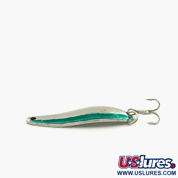 Vintage  Acme Fiord Spoon, 1/4oz Nickel / Green fishing spoon #9066