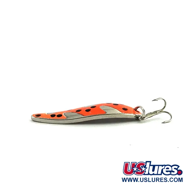 Vintage  Acme Fiord Spoon UV, 1/4oz Orange Red / Black / Nickel fishing spoon #9069
