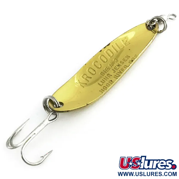 Vintage  Luhr Jensen Krocodile Die #3, 1/3oz Gold fishing spoon #9076