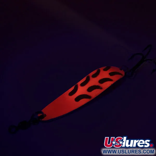 Vintage  Luhr Jensen Krocodile Die #4 UV, 1/2oz Pink / Yellow / Brass fishing spoon #9080