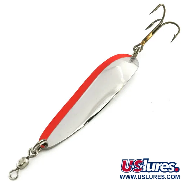 Vintage  Luhr Jensen Krocodile Die #4 UV, 1/2oz Nickel / Red fishing spoon #9081