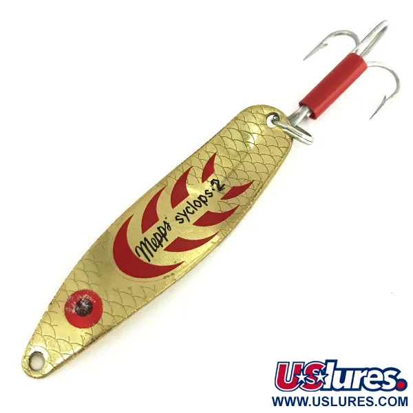Vintage   Mepps Syclops 2, 3/5oz Gold / Red fishing spoon #9091