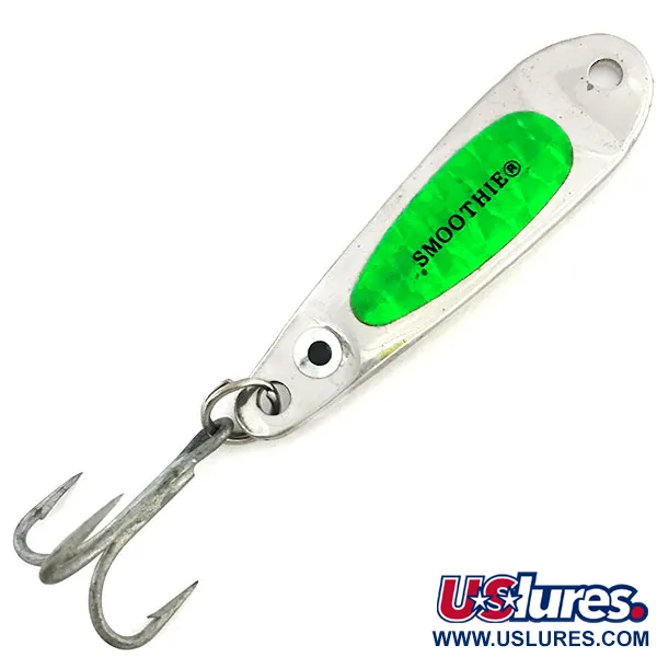 Vintage   Hopkins Smoothie Glow - Glow In Dark, 3/4oz Nickel / Green /  fishing spoon #9104
