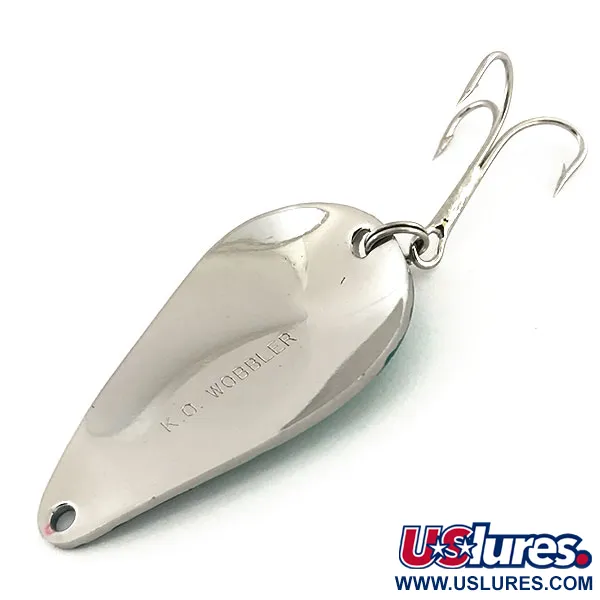 Vintage  Acme K.O. Wobbler, 3/4oz Nickel / Green fishing spoon #9134