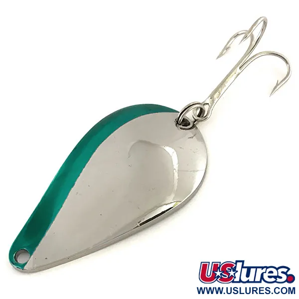 Vintage  Acme K.O. Wobbler, 3/4oz Nickel / Green fishing spoon #9134