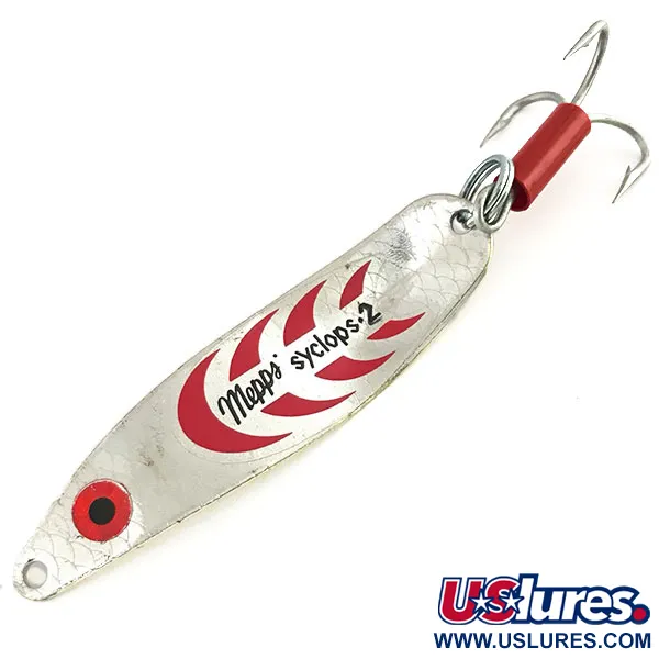 Vintage   Mepps Syclops 2, 3/5oz Silver / Red fishing spoon #9135