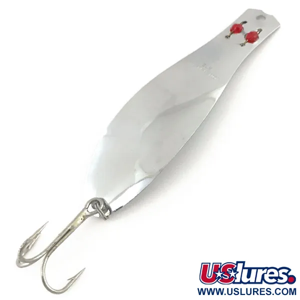 Vintage   Herter's GLH Canadian Spoon , 1oz Nickel / Red Eyes fishing spoon #9142