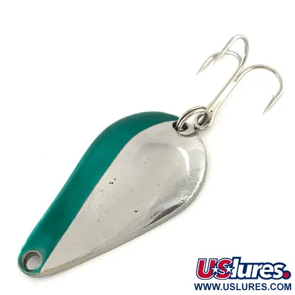 Vintage  Acme K.O. Wobbler, 1/2oz Nickel / Green fishing spoon #9156
