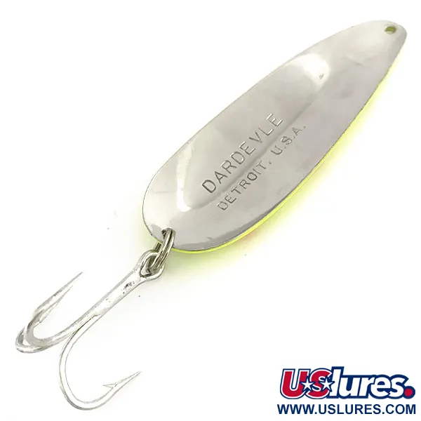 Vintage  Eppinger Dardevle UV, 1oz Yellow / Red / Nickel fishing spoon #9163