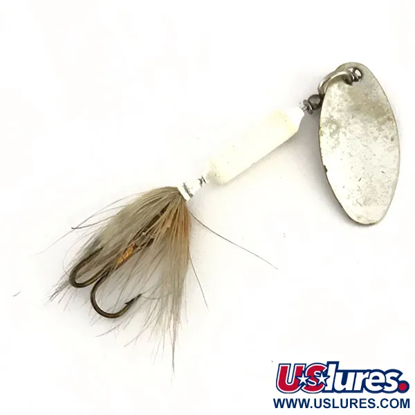 Vintage  Yakima Bait Worden’s Original Rooster Tail, 1/8oz White / Silver spinning lure #9170