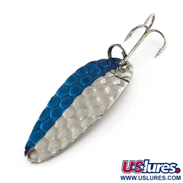 Vintage   Acme Little Cleo, 1/3oz Nickel / Blue fishing spoon #9177