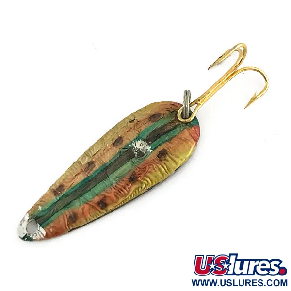 Vintage  Worth Chippewa Steel Spoon, 3/16oz Bronze (Brass) / Gold / Green fishing spoon #9205