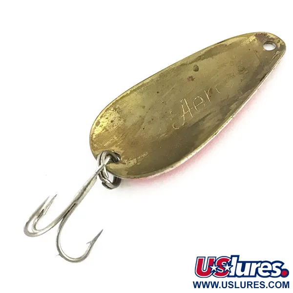 Vintage  Aeroplane Spinner Aero, 1/4oz Red / White / Brass fishing spoon #9206