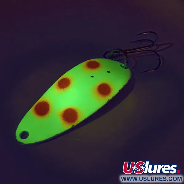 Vintage  Seneca Little Cleo (Hula Girl) UV, 1/3oz Yellow / Red / Nickel fishing spoon #9219