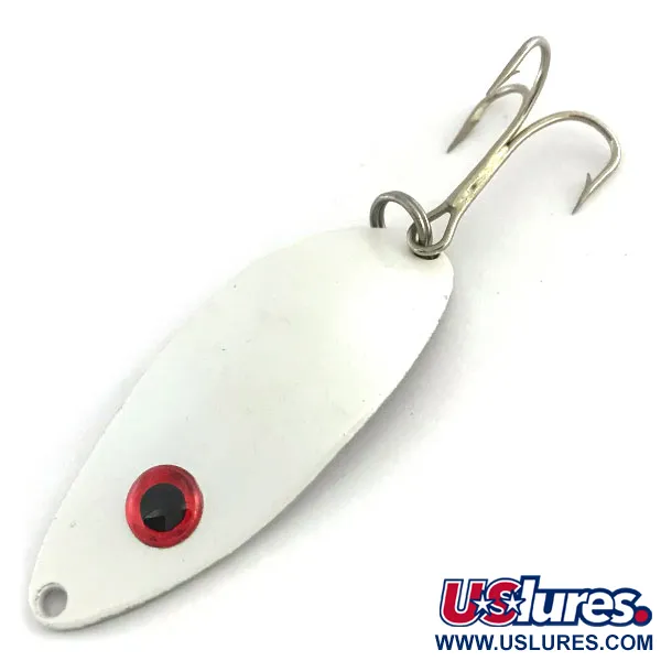 Vintage  Seneca Little Cleo (Hula Girl), 1/2oz White Pearl / Red Eye / Nickel fishing spoon #9221