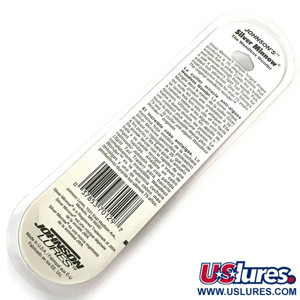   ​Weedless Johnson Silver Minnow, 1/4oz Green / Orange / Nickel fishing spoon #14431