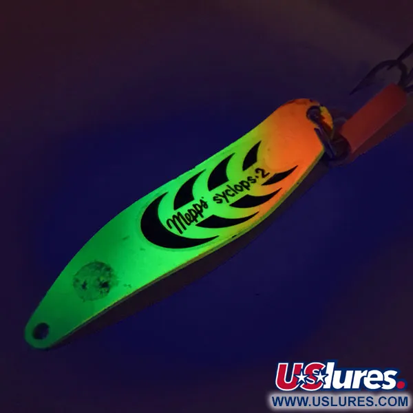 Vintage   Mepps Syclops 2, 3/5oz Fire Tiger fishing spoon #9287