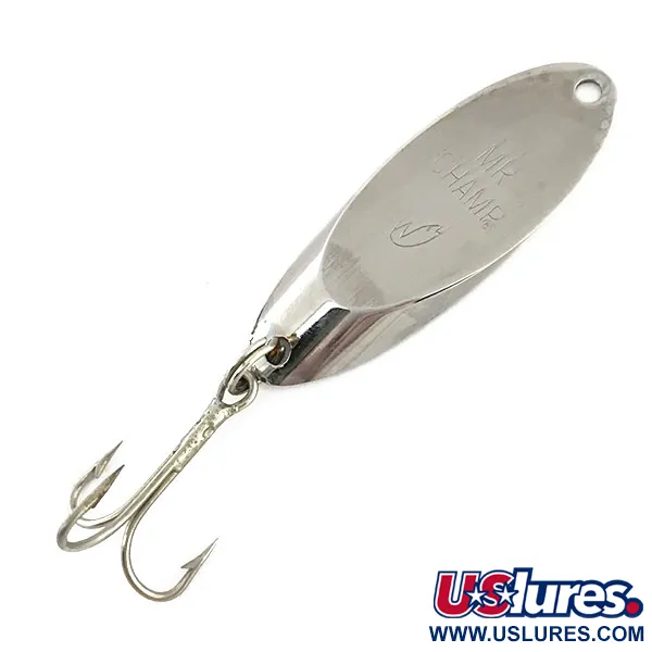 Vintage  Weber Mr Champ , 1/2oz Nickel fishing spoon #9318