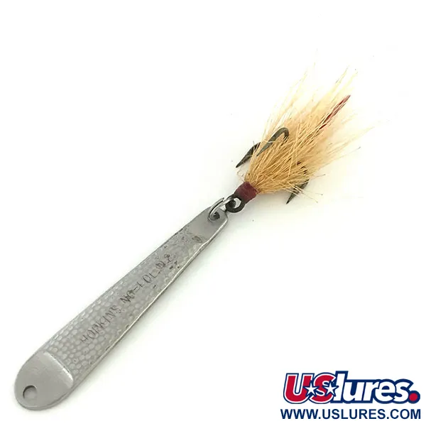 Vintage   Hopkins No=Eql 2, 1/2oz Hammered Nickel fishing spoon #9341