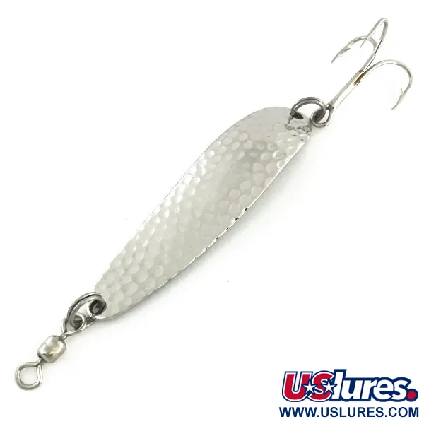 Vintage  Luhr Jensen Krocodile Die #4, 1/2oz Hammered Nickel fishing spoon #9349