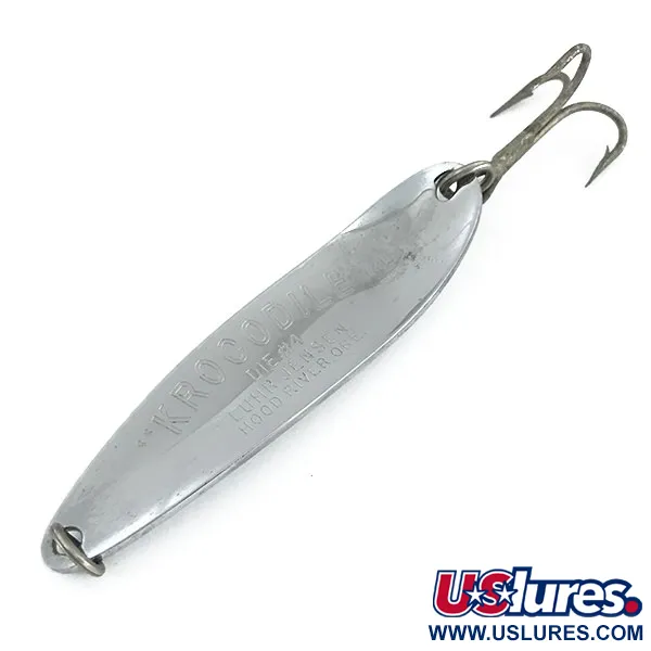 Vintage  Luhr Jensen Krocodile Die #4, 1/2oz Nickel fishing spoon #9350