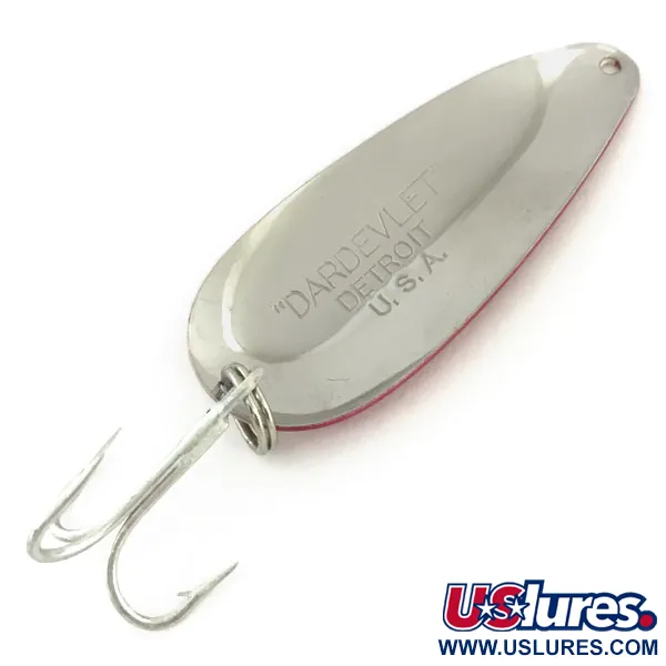 Vintage  Eppinger Dardevle Dardevlet , 3/4oz Red / White / Nickel fishing spoon #9356