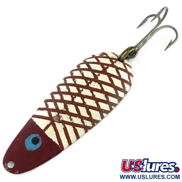 Vintage  Nebco Aqua Spoon, 1/2oz Dark Red / White / Light Blue / Nickel fishing spoon #9361
