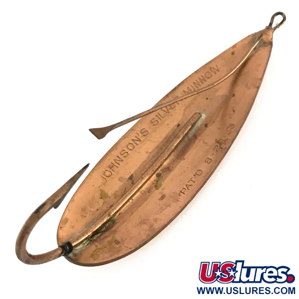 Vintage   Weedless Johnson Silver Minnow, 1oz Copper fishing spoon #9362